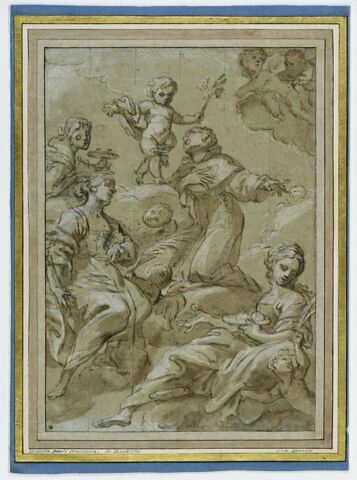 L'Enfant Jésus entouré de plusieurs saints et d'anges